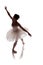 Woman ballerina in white pack tutu posing on white background