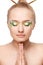 Woman with bamboo leaves style makeup