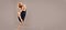 Woman  banner with copy space. sensual woman dancing barefoot. modern ballet dance. contemporary dancer