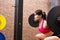 Woman with barbell