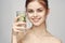 woman with bare shoulders cucumber health drink Fresh