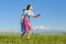 Woman in bavarian traditional dirndl