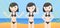 Woman beach sun cream effect concept banner, cartoon style