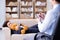 The woman with bear toy during psychologist visit