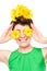 A woman with a beautiful smile portrait with flowers