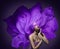 Woman Beauty Face Silk Cloth, Fashion Model, Waving Purple Fabric