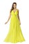 Woman Beauty Long Fashion Dress, Elegant Girl Yellow Summer Gown