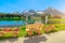 Woman on bench of Arosa