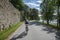 Woman bicycling on the road