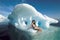 Woman In Bikini Sitting On Iceberg
