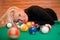 woman with billiard balls