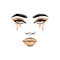 Woman Black Glitter Makeup Illustration. Fashion Girl Face Portrait. Dripping Eyeshadow. Glamour Beauty Model