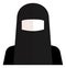Woman in black niqab icon. Flat islamic female avatar