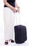 Woman with black travel suitcase