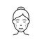 Woman with Blackhead, Acne, Rash on Face Line Icon. Girl with Pimples Face Outline Icon. Allergy, Inflammation Skin