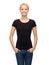 Woman in blank black t-shirt