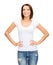 Woman in blank white t-shirt