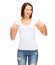 Woman in blank white t-shirt