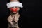 Woman blindfold wrapping mouth with red adhesive tape, tied with chains and closed her eyes