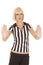 Woman blond ref pushing