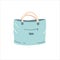 Woman Blue bag Designer Handbag. fashionable female accessories of different types. Trendy women handheld bag isolated on white