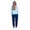 Woman in blue sweatpants sport style casual standing looking