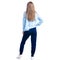 Woman in blue sweatpants sport style casual standing looking