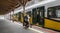 Woman boarding the train