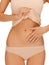 Woman body in beige cotton undrewear