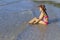 Woman body bikini and wave morning on beach