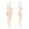 Woman body weight loss before and after diet. Emaciation Transformation Concept. Overweight obese female silhouette