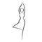 Woman body in yoga, girl beauty, line art icon. Female pose outline silhouette, model, figure. Abstract sign of girl for