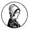 Woman with Bonnet, vintage engraving