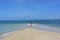 Woman at the Borracho island at Morrocoy National Park, Caribbean sea, Venezuela