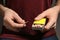 Woman with box of matches, closeup