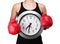 Woman boxer with a clock