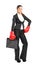 Woman with boxing gloves holding a briefcase