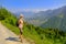 woman on Brambruesch top of Swiss cable car