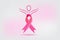 Woman breast cancer awareness ribbon logo