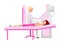 Woman breast ultrasound exam flat illustration