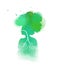 Woman breathing in a natural and healthy environment silhouette on watercolor background. Her lungs and her  head are branches of