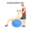 Woman breeding dumbbell lying on the ball