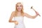 Woman bride with hammer about to smash piggy bank