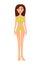 Woman in Bright Swimsuit Vector Panties and Bra