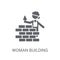 Woman Building a Wall icon. Trendy Woman Building a Wall logo co