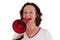 Woman with bullhorn