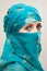 Woman in burqa with Tilaka