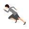 Woman in business clothes running sprint,