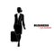 Woman in business suit. Businesswoman comes with a suitcase