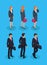 Woman and Businessman Set Vector Illustration